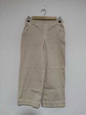 SPANX Natural Twill Wide Leg Cropped Chino Pants Size Large Neutral Classic